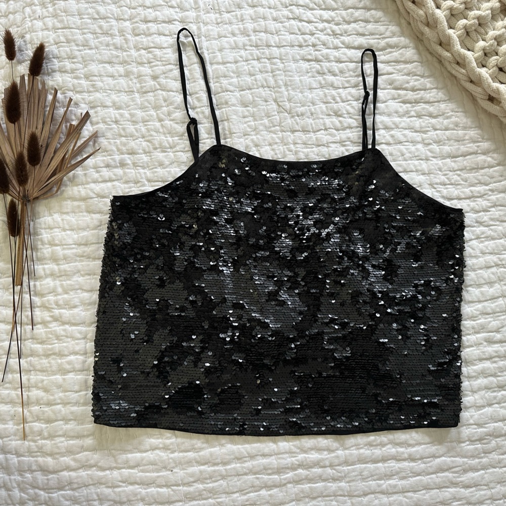 Women’s NEW! NWT H&M Sequence Black Crop Top Sz 12